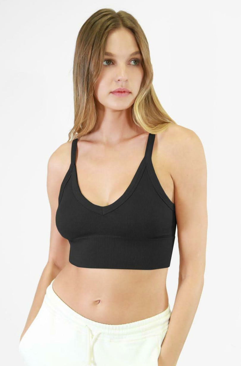 Nikibiki Black V-Neck Crop Top - Front View