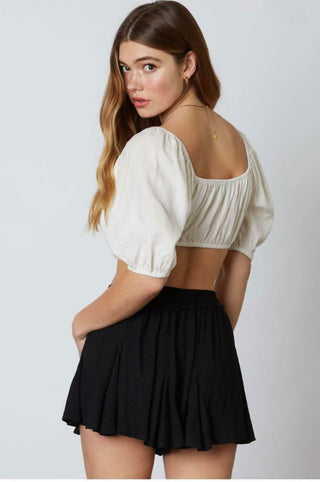 By The Sea Black Boho Flowy Shorts - Back View