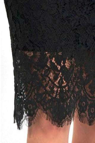 black lace skirt eyelash lace hem detail close up texture