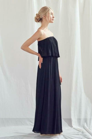 Monaco Black Strapless Maxi Dress - Side View