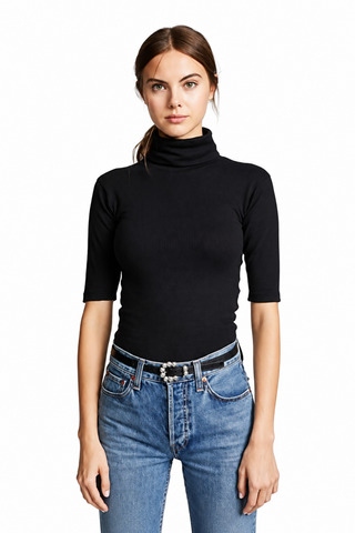 Black Short Sleeve Turtleneck Tee