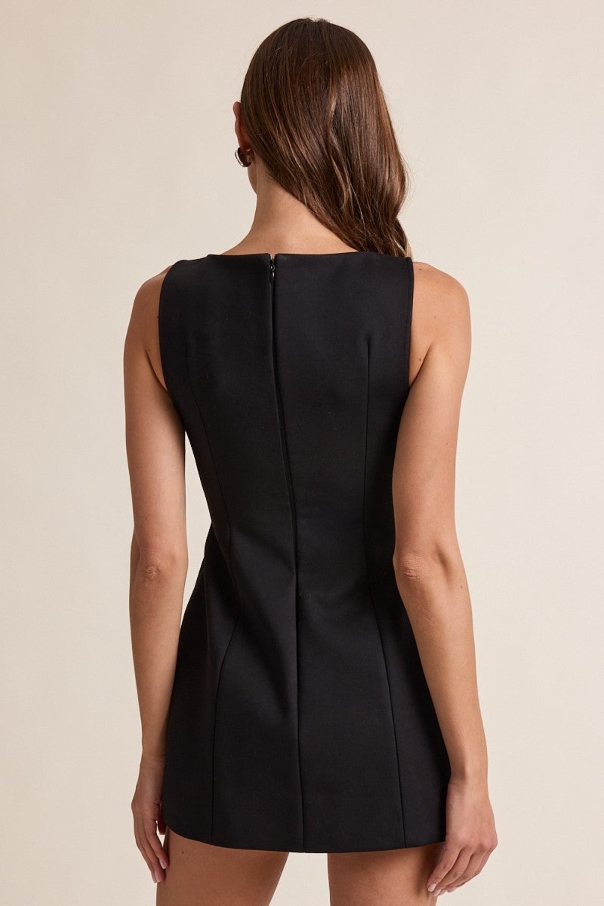 boat neck black dress Black A-Line Mini Dress - Boat Neck Graduation Dress