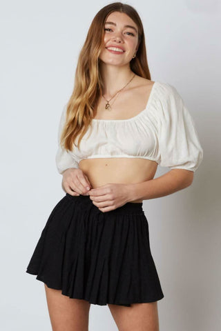 By The Sea Black Boho Flowy Shorts - Front View