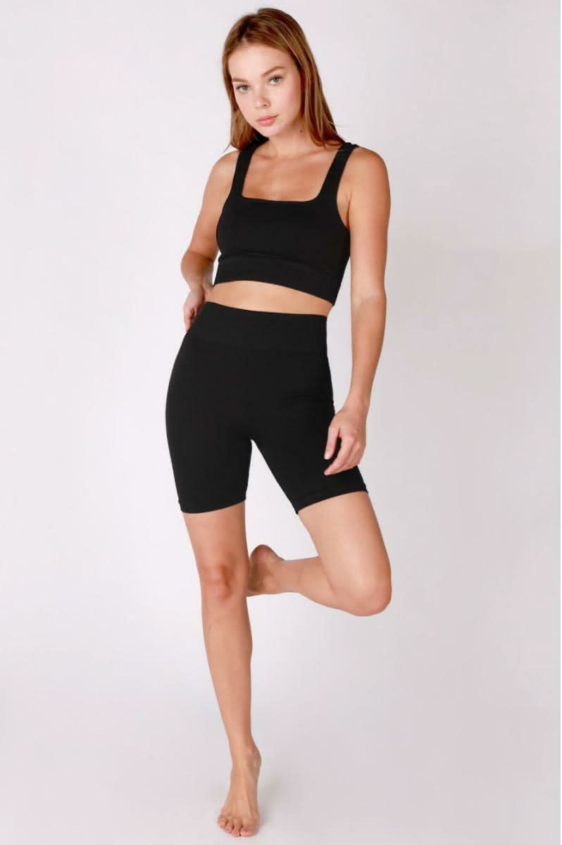 Black Square Neck Crop Tank