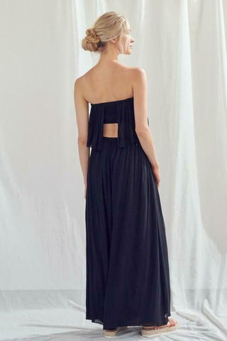 Monaco Black Strapless Maxi Dress - Back View