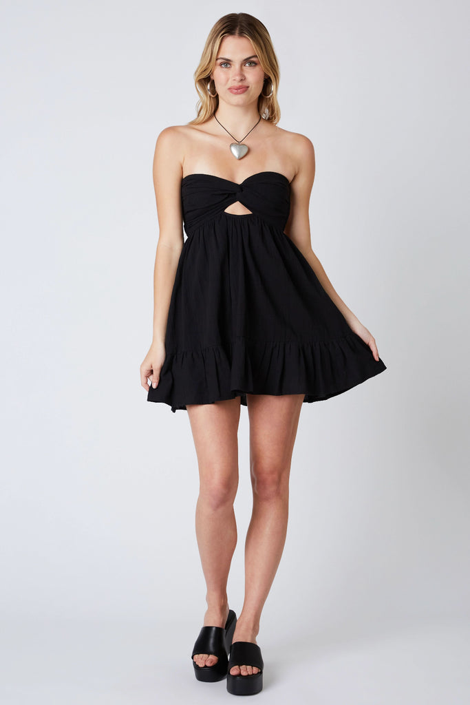 Argie Black Strapless Babydoll Romper Dress