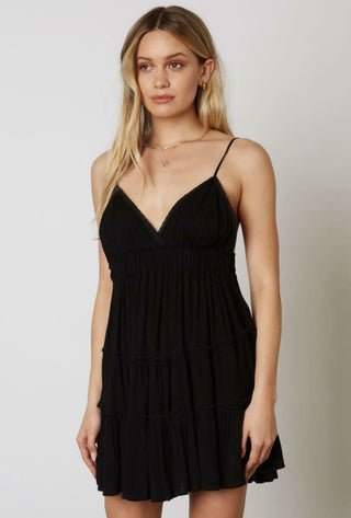 Black summer babydoll dress detail