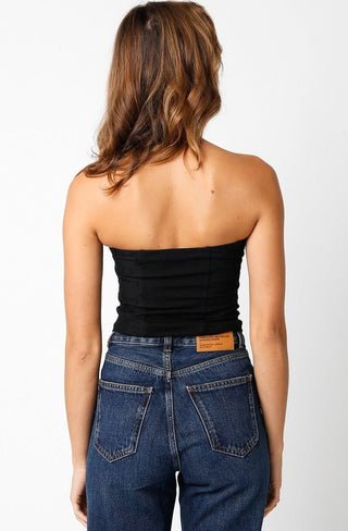 Amalfi Black Eyelet Bustier Crop Top - Back View