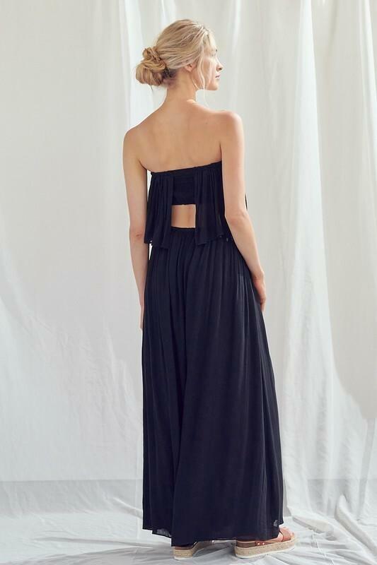 Black Strapless Boho Maxi Dress
