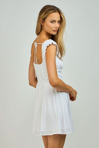 Blakely White Bustier Mini Dress Back Angle View | Boho Pink