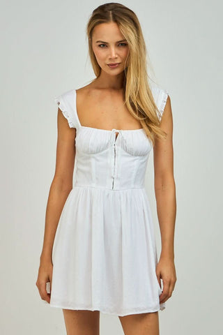 Blakely White Bustier Mini Dress | Boho Pink
