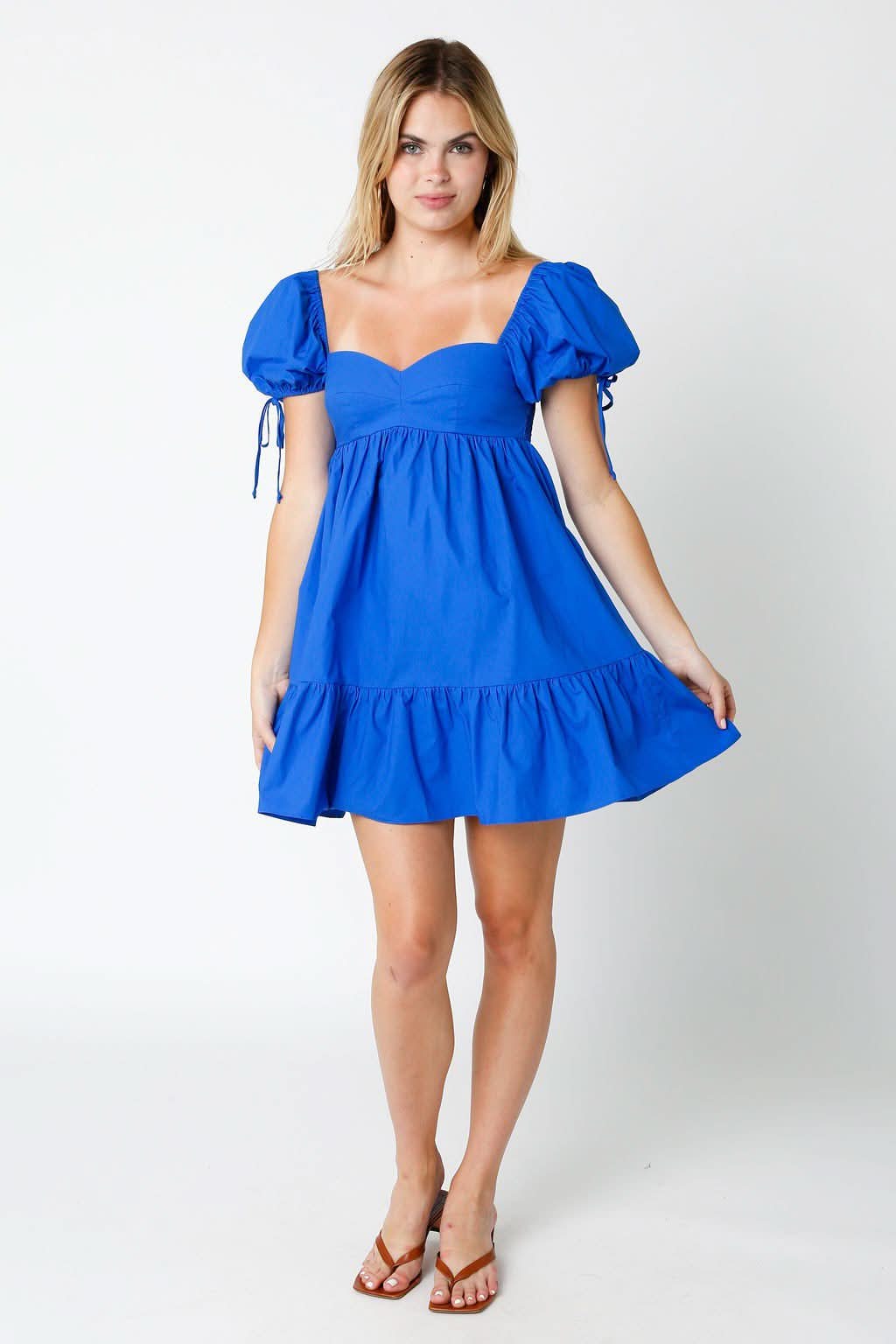 Babydoll Dress Puff Sleeves - Blue Mini Dress Babydoll Dress Puff Sleeves - Blue Mini Dress