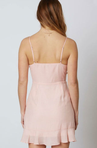 Tessa Blush Tie-Front Mini Dress - Back View