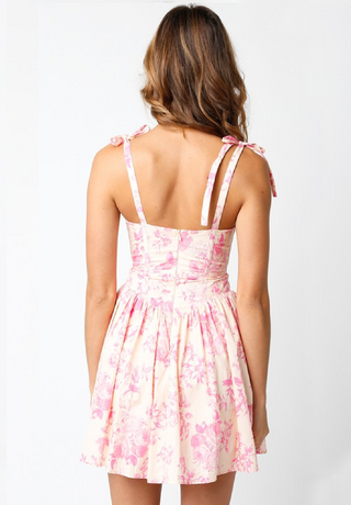 Chateau Blush Pink Floral Bustier Dress - Back View