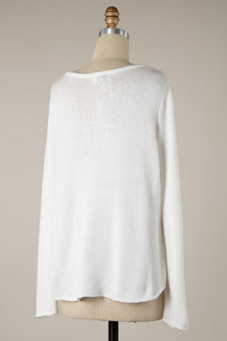 Miss Americana White Flag Sweater - Back View Boho Pink Boutique