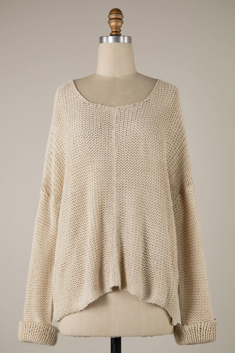 Bradford Beige Oversized Sweater- Front View