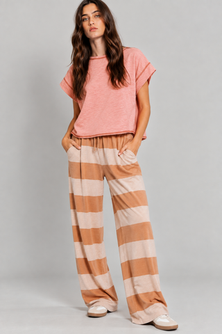 Bree Peach Open Back Tee - Outfit View