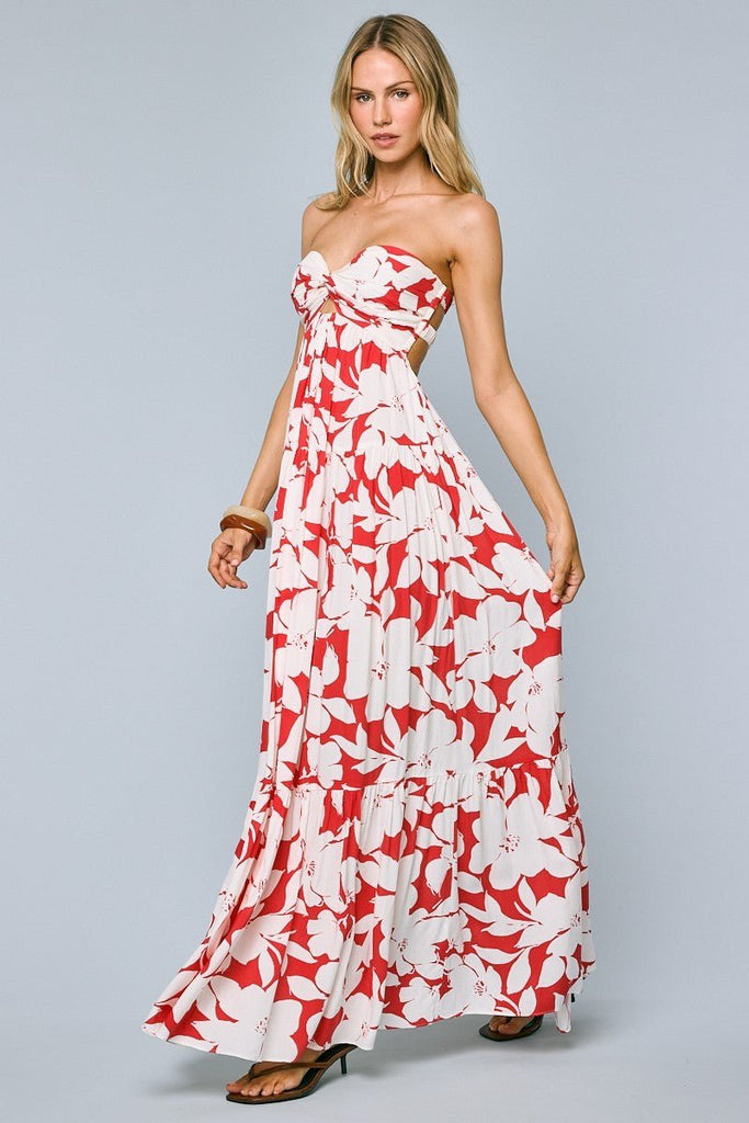 Casual Hibiscus Floral Maxi Dress