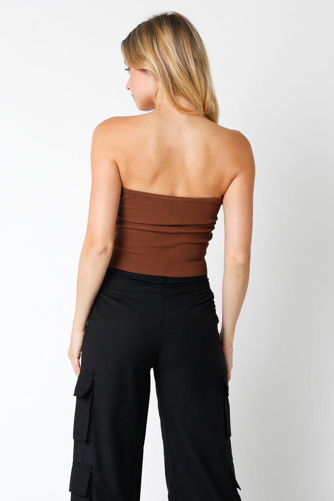 Brown Knit Tube Top