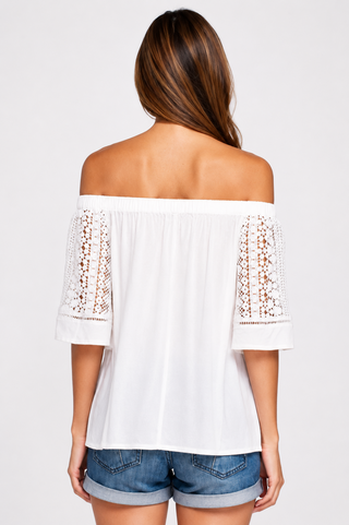Bungalow White Off-the-Shoulder Top back view