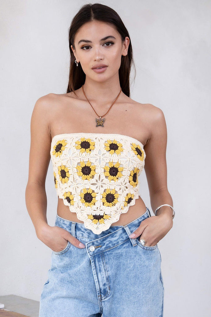 Floral Crochet Scarf Top