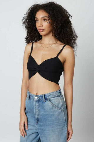 Caitlyn black cropped knit tank angled view