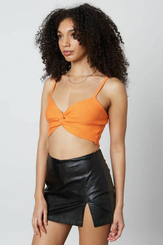 Caitlyn orange cropped knit tank side view