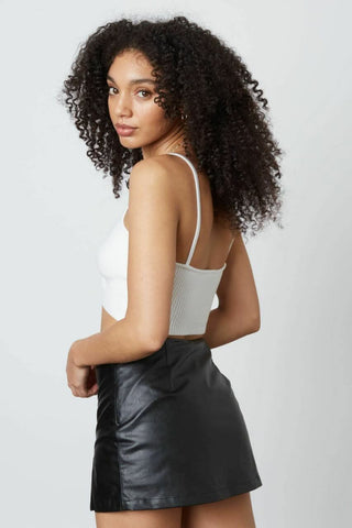 white knot-front crop top back angled view