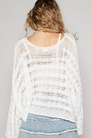 White Oversized Sheer Sweater