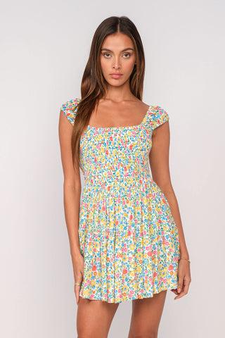 Lily White Floral Mini Dress - Front View