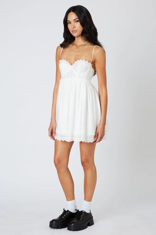White graduation mini dress side view