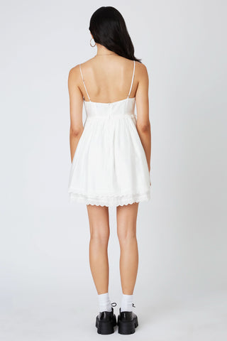 White fit and flare party dress back view