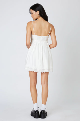 White graduation party mini dress back view