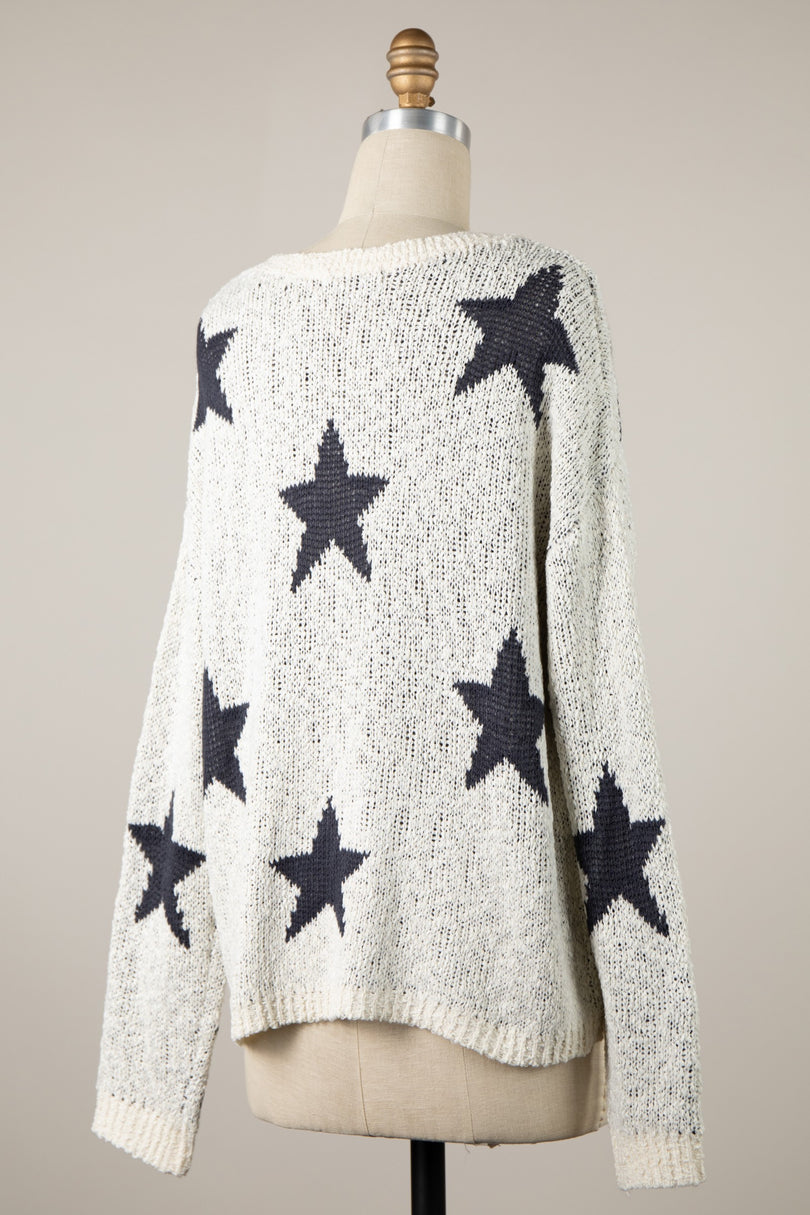 Stars Oversized Pullover Sweater
