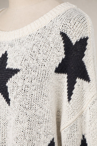 Celestial Ivory Stars Sweater - Detail View