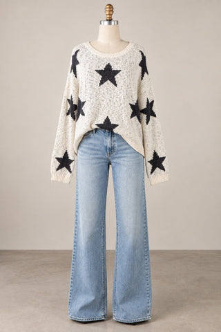 Celestial Ivory Stars Sweater - Outfit View