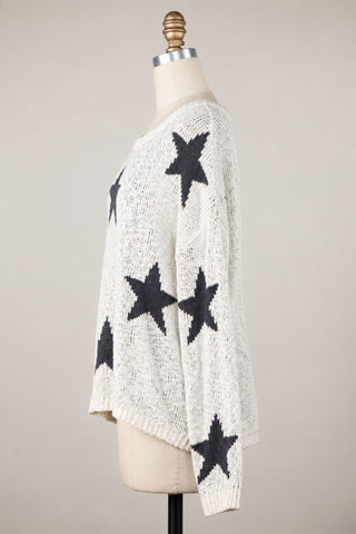 Celestial Ivory Stars Sweater - Side View