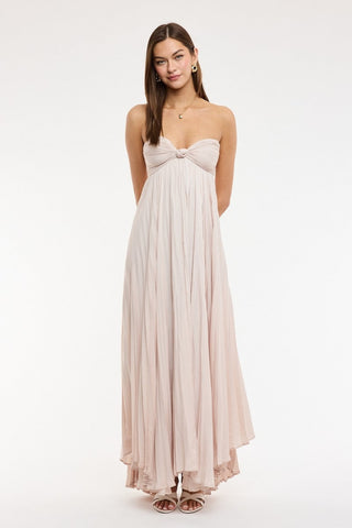 Champagne maxi dress for weddings and formal events
