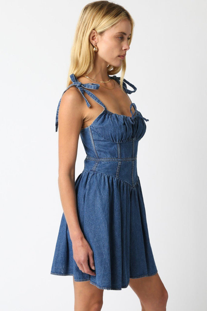 Denim Tie Strap Mini Dress