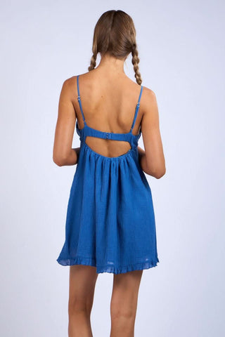 A casual blue dress from Boho Pink - back view