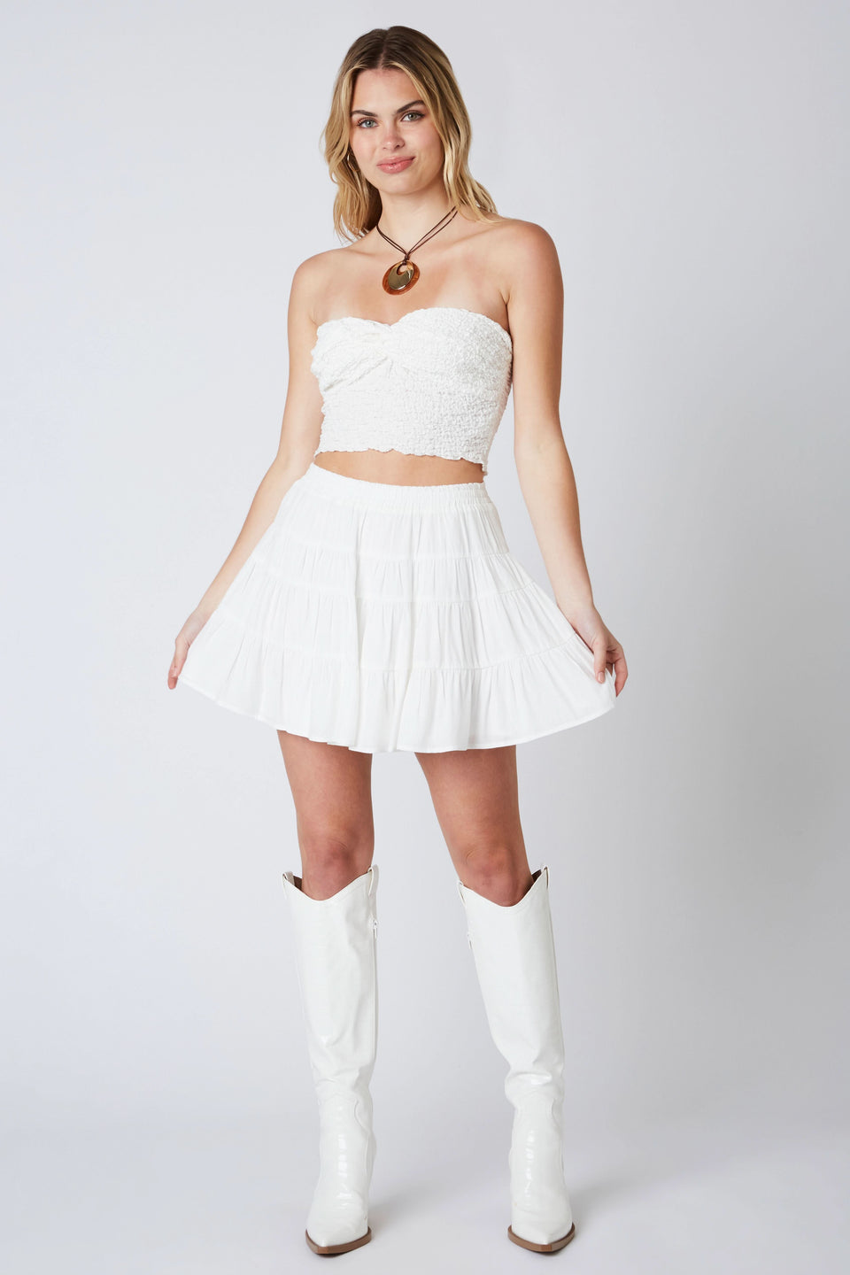 White Skirt - White Tiered Ruffle Mini Skirt | Boho Pink White Skirt - White Tiered Ruffle Mini Skirt | Boho Pink