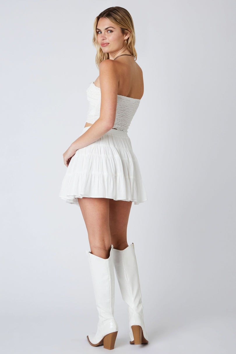 Vanessa White Tiered Mini Skirt