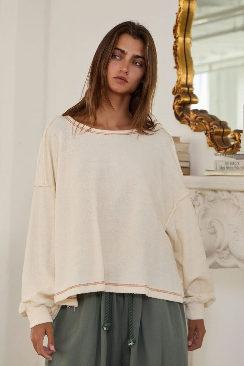 Cream Backless Sweatshirt
