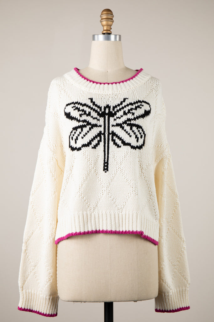 Dragonfly Oversized Knit Sweater - Front View