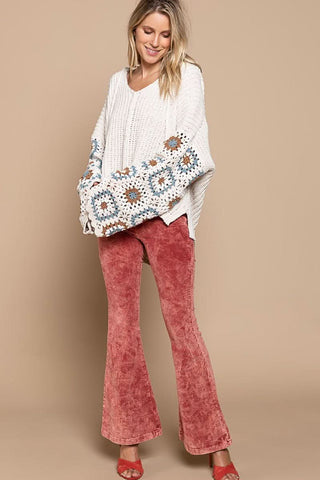 Cameron Beige Crochet Wide Bell Sleeve Sweater - Full Outfit View 