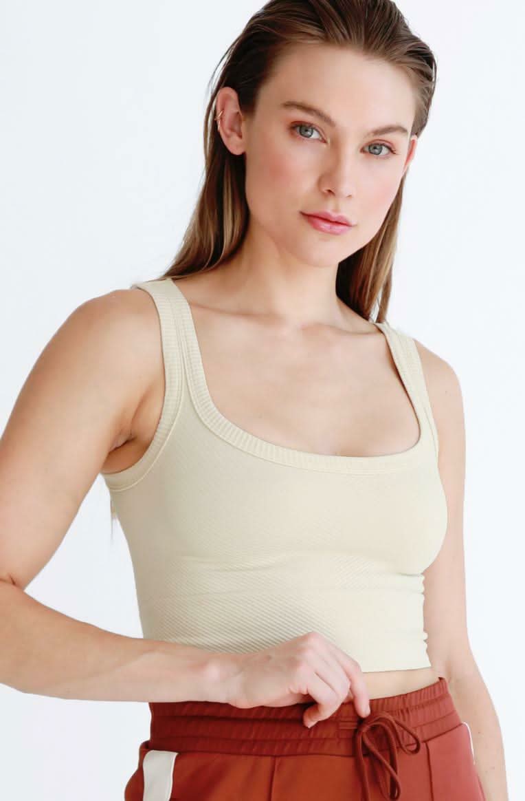 Nikibiki Vanilla Crop Tank Styled For Yoga