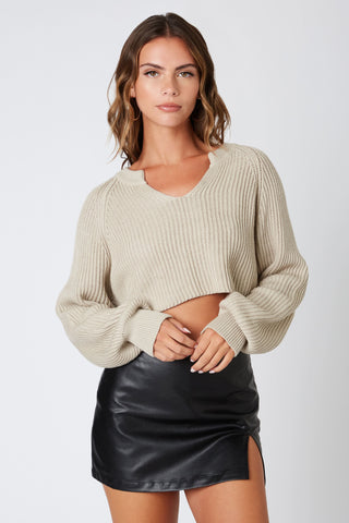 Day Off Stone Notched Neck Sweater - Detailed View