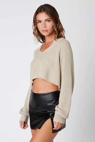 Day Off Stone Notched Neck Sweater - Side View 