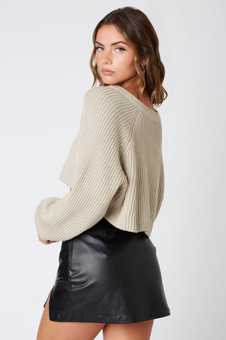 Day Off Stone Notched Neck Sweater - Side View