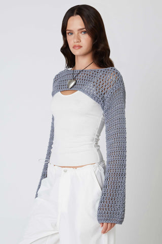 grey Shrug Bell Sleeve Sweater